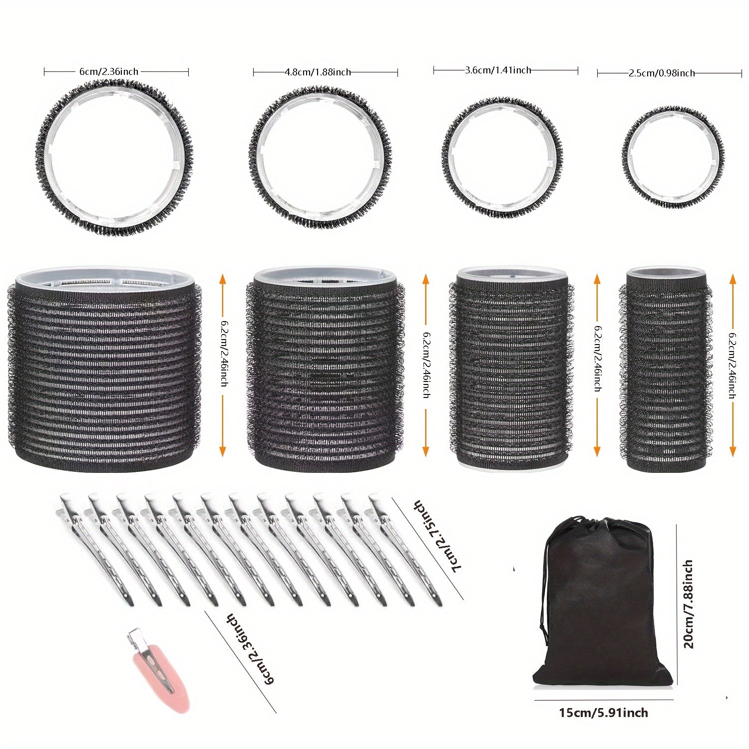 Hair Styling Accessories Kit with 49 Heatless Curlers and Hair Clips for Women Girls