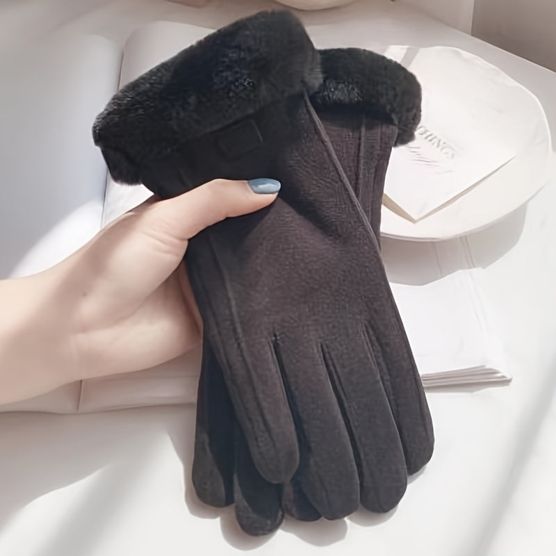 Women's Thermal Touchscreen Gloves for Cycling and Driving Elastic Polyester
