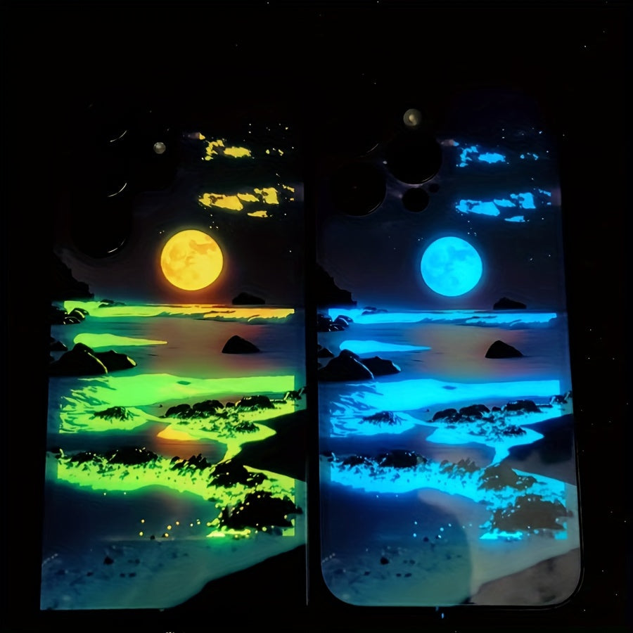 Luminous Smart Voice Control Phone Case for Samsung iPhone with Landscape Design and Tempered Glass