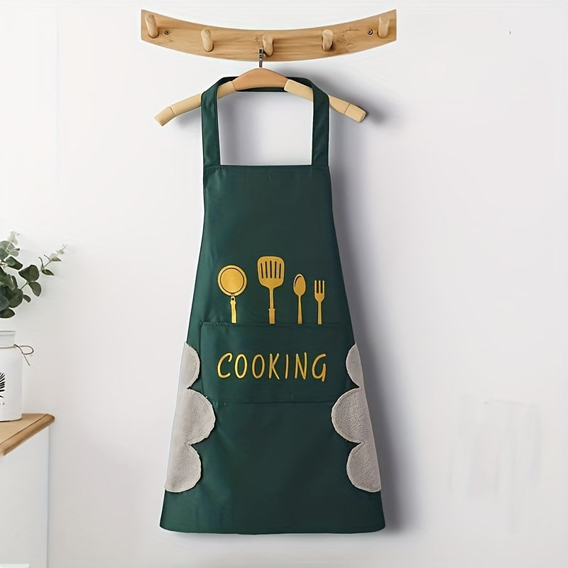 Delantal de poliéster impermeable para cocinar y tareas domésticas con diseño en la cintura