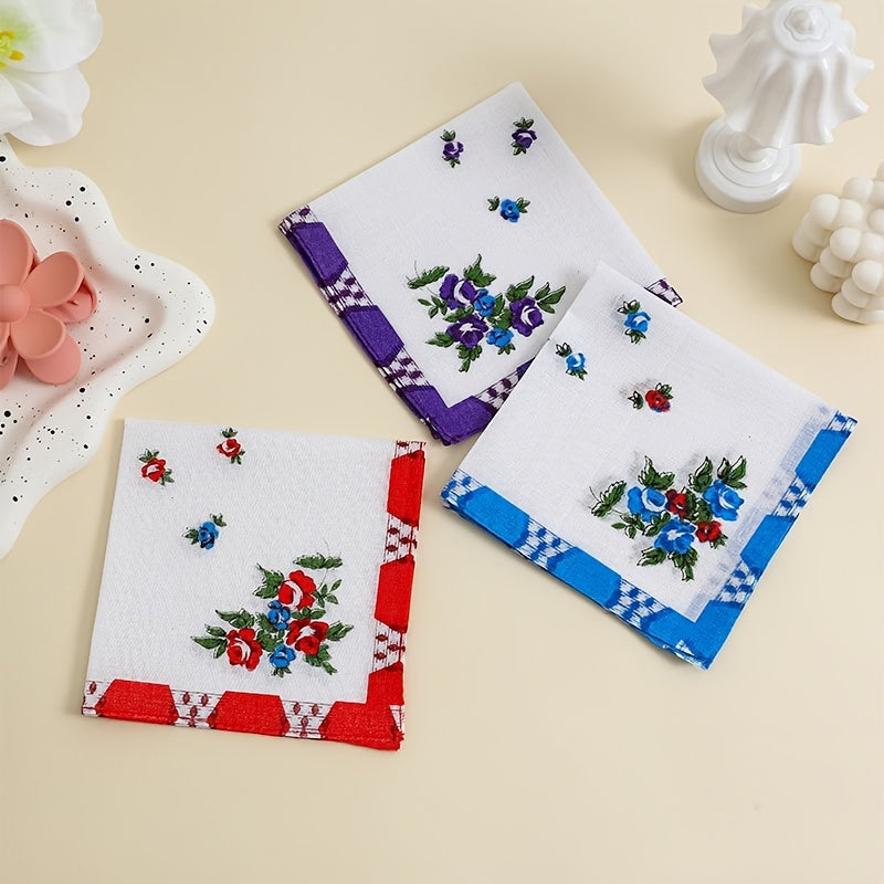 Set of 6 Cotton Handkerchiefs for Men and Women Butterfly and Bird Prints Soft and Absorbent