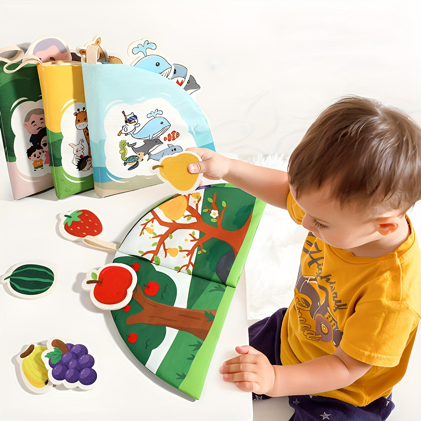 Children's Tear Book Toy with Stickers and Pictures for Cognitive Development Age 0+ Polyester Mixed Color