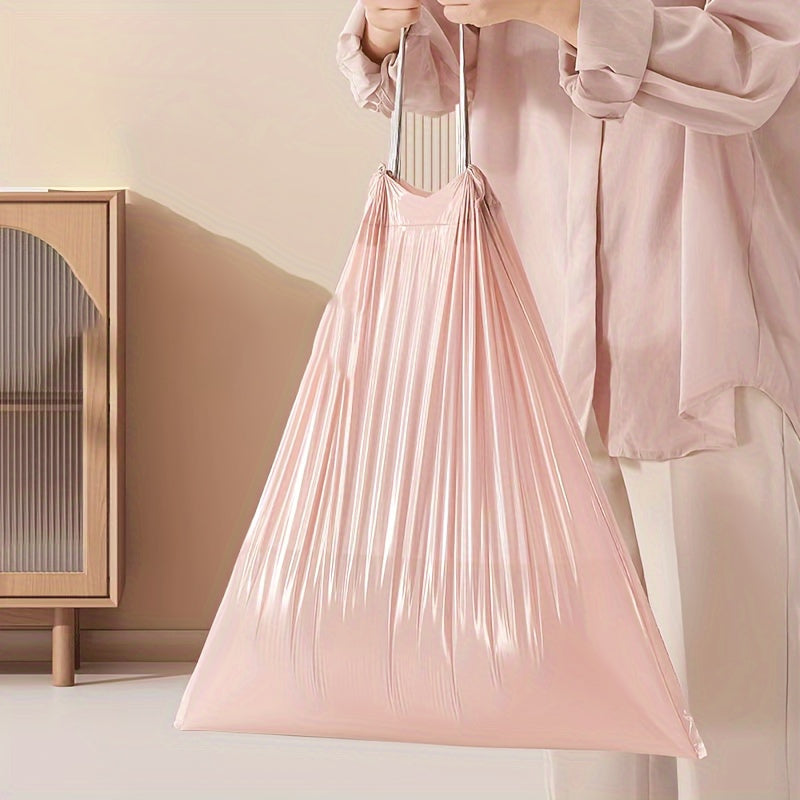 Pack of 100 Pink Extra Thick Polyethylene Drawstring Trash Bags for Home Use