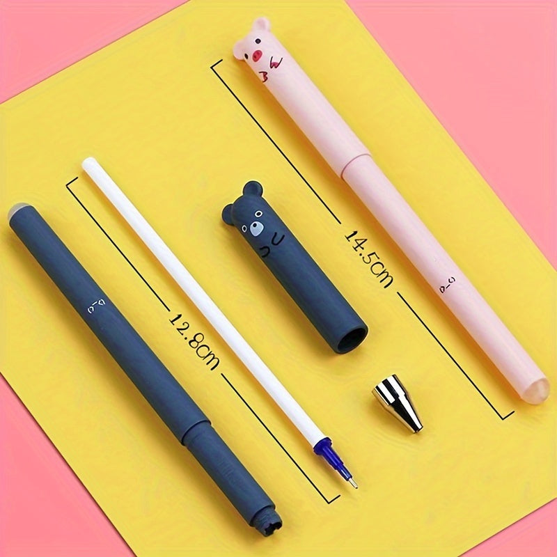 26 piezas de bolígrafos de gel borrables Kawaii con mangos lavables, tinta azul y negra, útiles escolares y de oficina