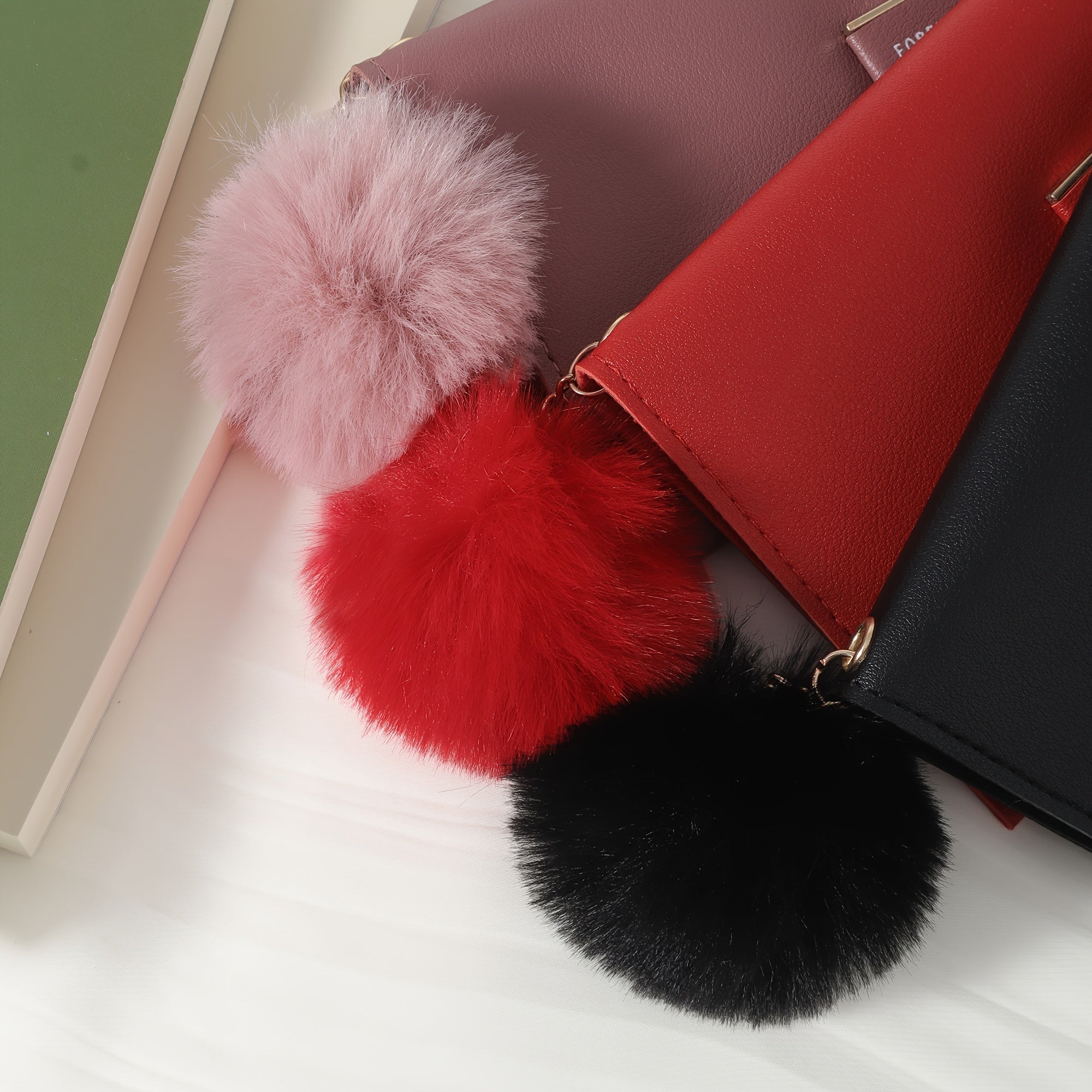 Women's Foldable PU Wallet with Fur Ball Decoration and Card Slots