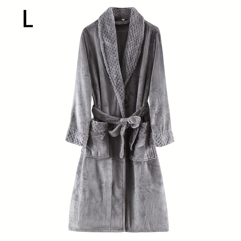 Unisex Flannel Bathrobe for Autumn Winter Cozy Nightwear Home