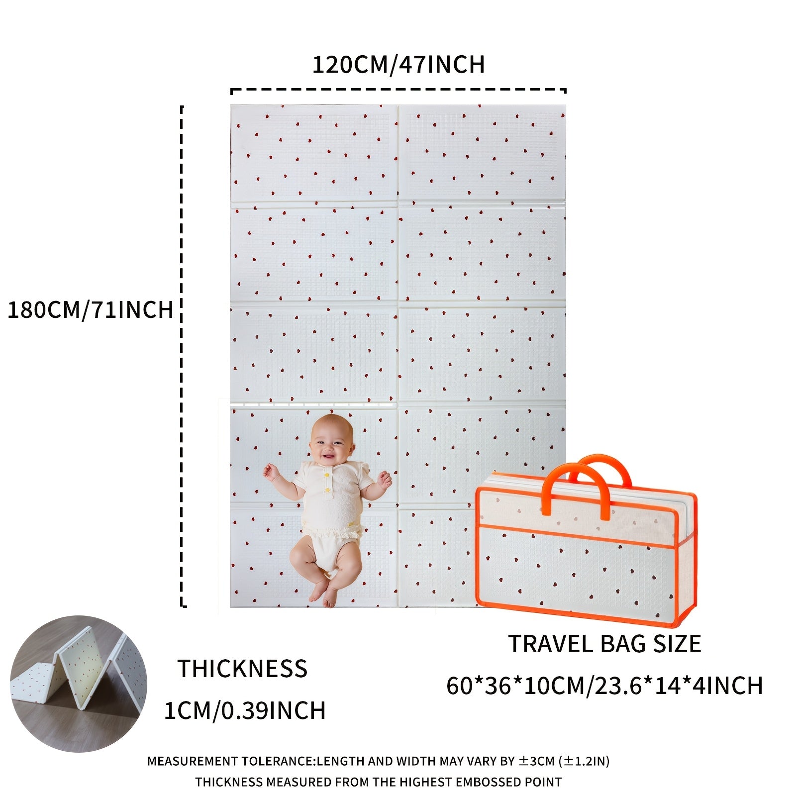 Children's Play Mat Waterproof Foldable Soft Foam Nursery Floor Mat with Minimalist Patterns