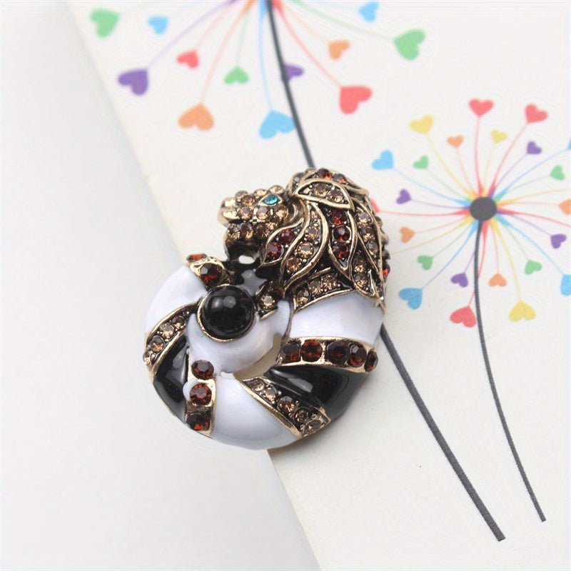 Vaqt o‘tmishidagi Konch va Arslon Brosh, Vintage Jozibasi bilan, Ayollar uchun Zamonaviy Aksessuar, Rhinestone va Emal bilan bezatilgan, O‘ziga xos Hayvon Shakli, Eksklyuziv Moda Bayonoti, San'atkorona Dizayn, Ayollar Garderobiga Mukammal Qo‘shimcha