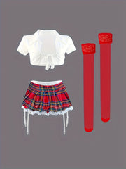 Disfraz de lencería seductora con medias de liga para mujeres