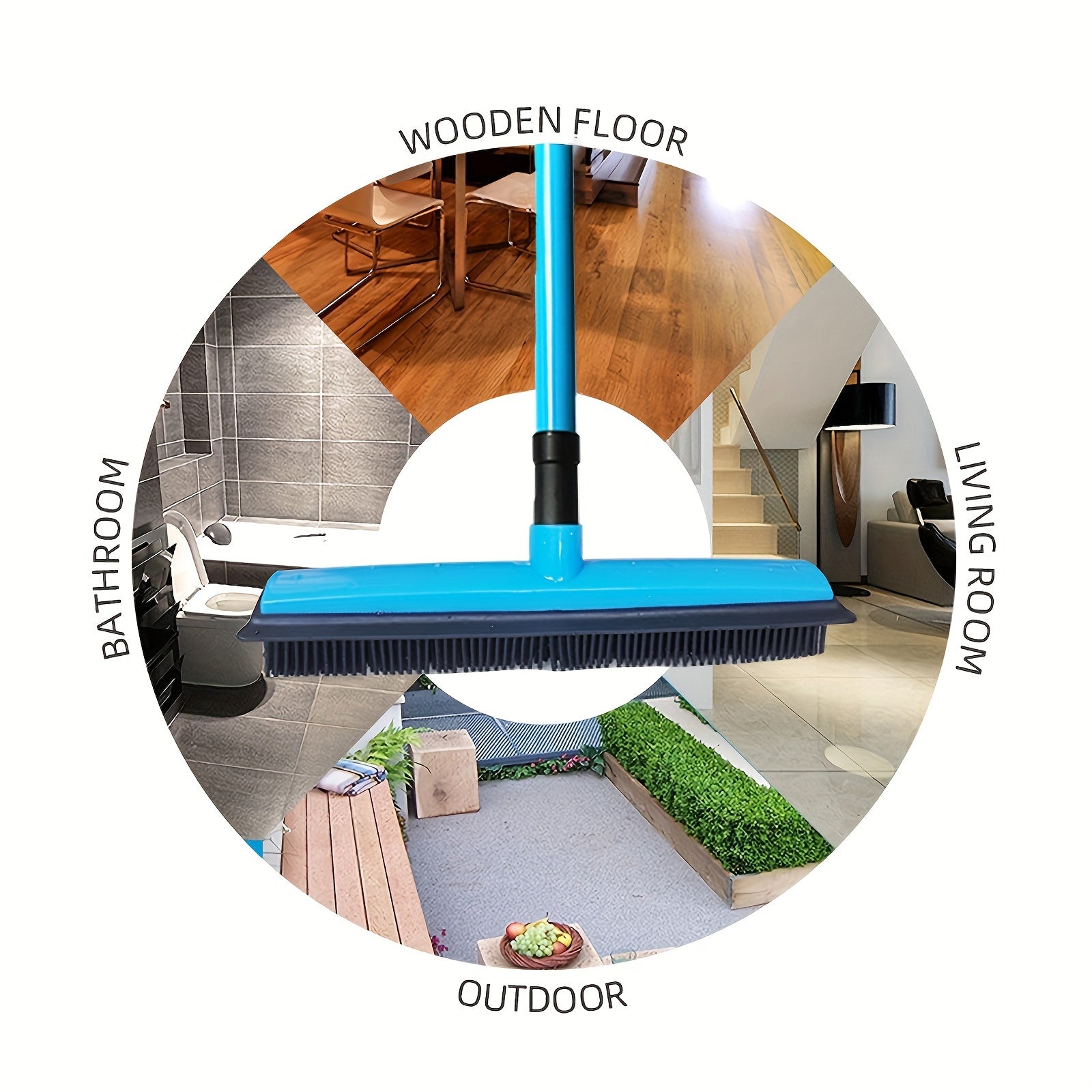 Silicone cho'tka va chang qoplamasi cho'tkasi bilan teleskopik gilam sochlarini olib tashlash tozalagichi