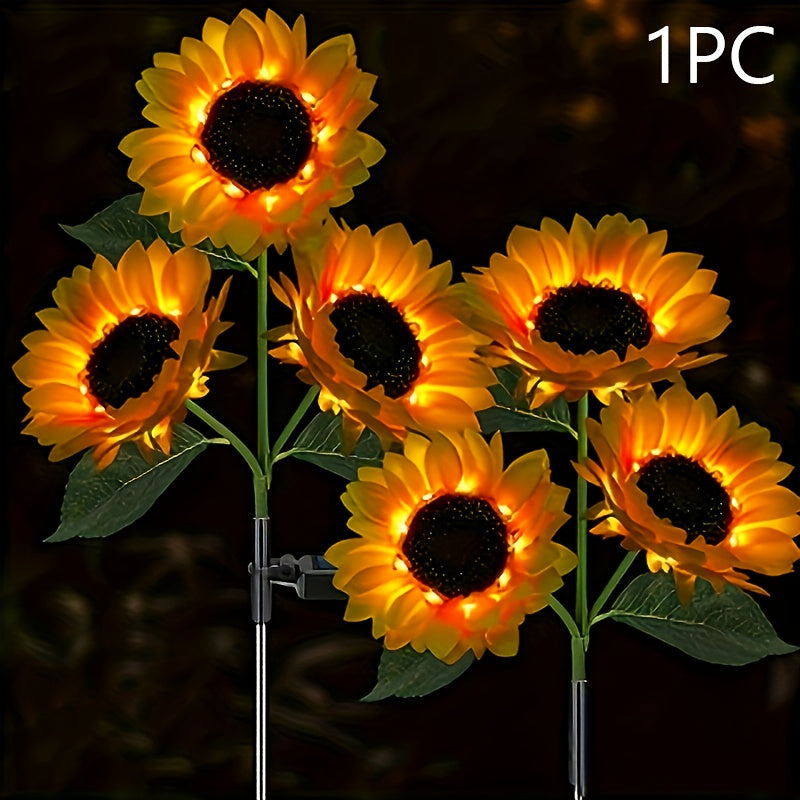 Vibrant Yellow Solar LED Sunflower Ground Stake Light Outdoor Garden Decor