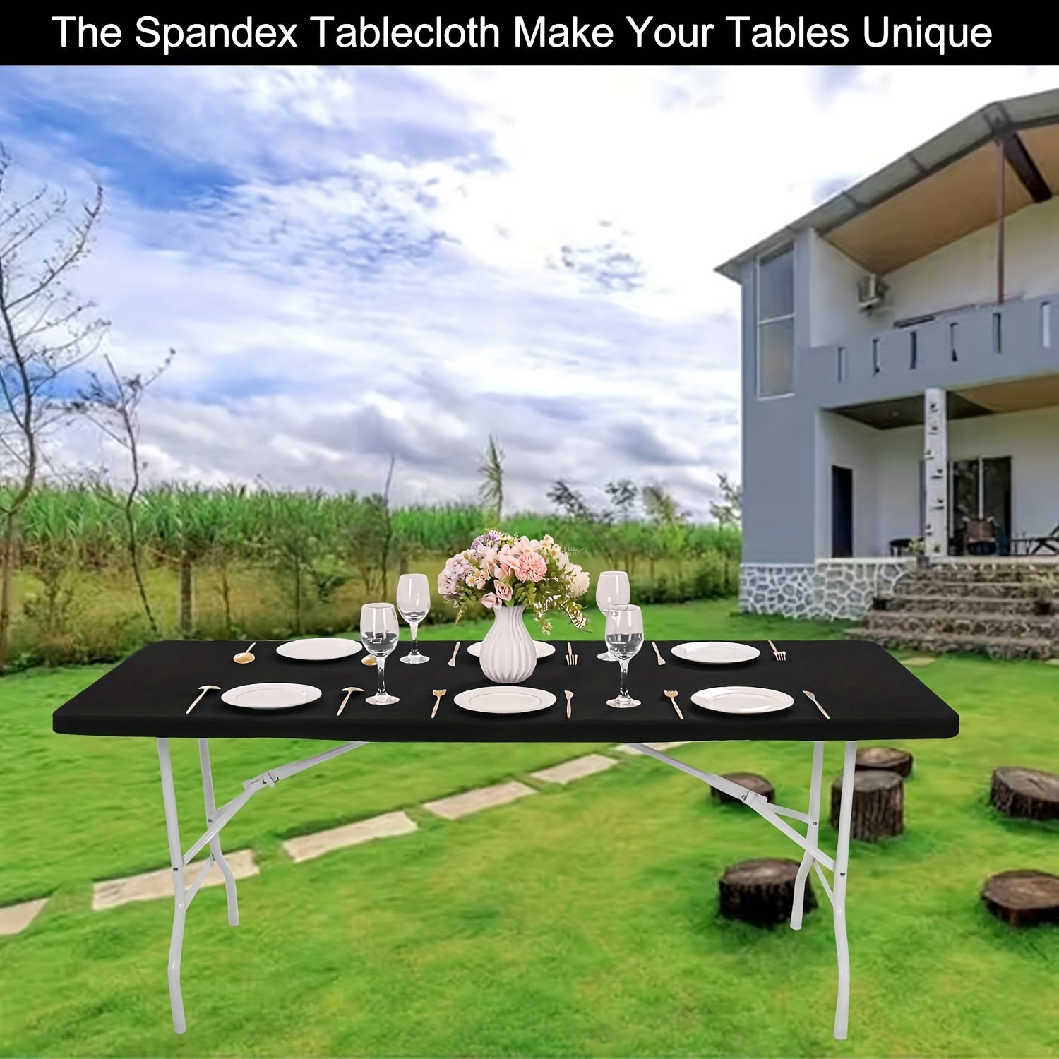 Rectangular Polyester Tablecloth Waterproof Machine Washable for Buffet Weddings and Events