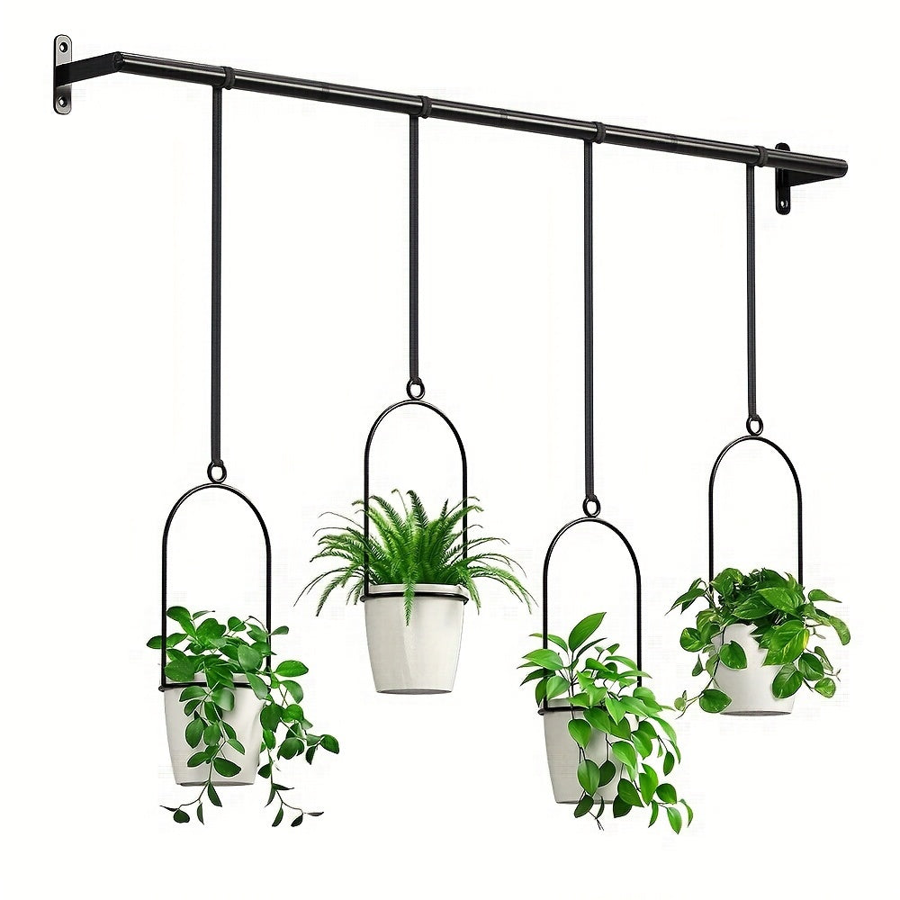 Metal Wall Planters and Storage Racks with Adjustable Nylon Cord Hooks for Indoor Herb Garden and Kitchen Storage