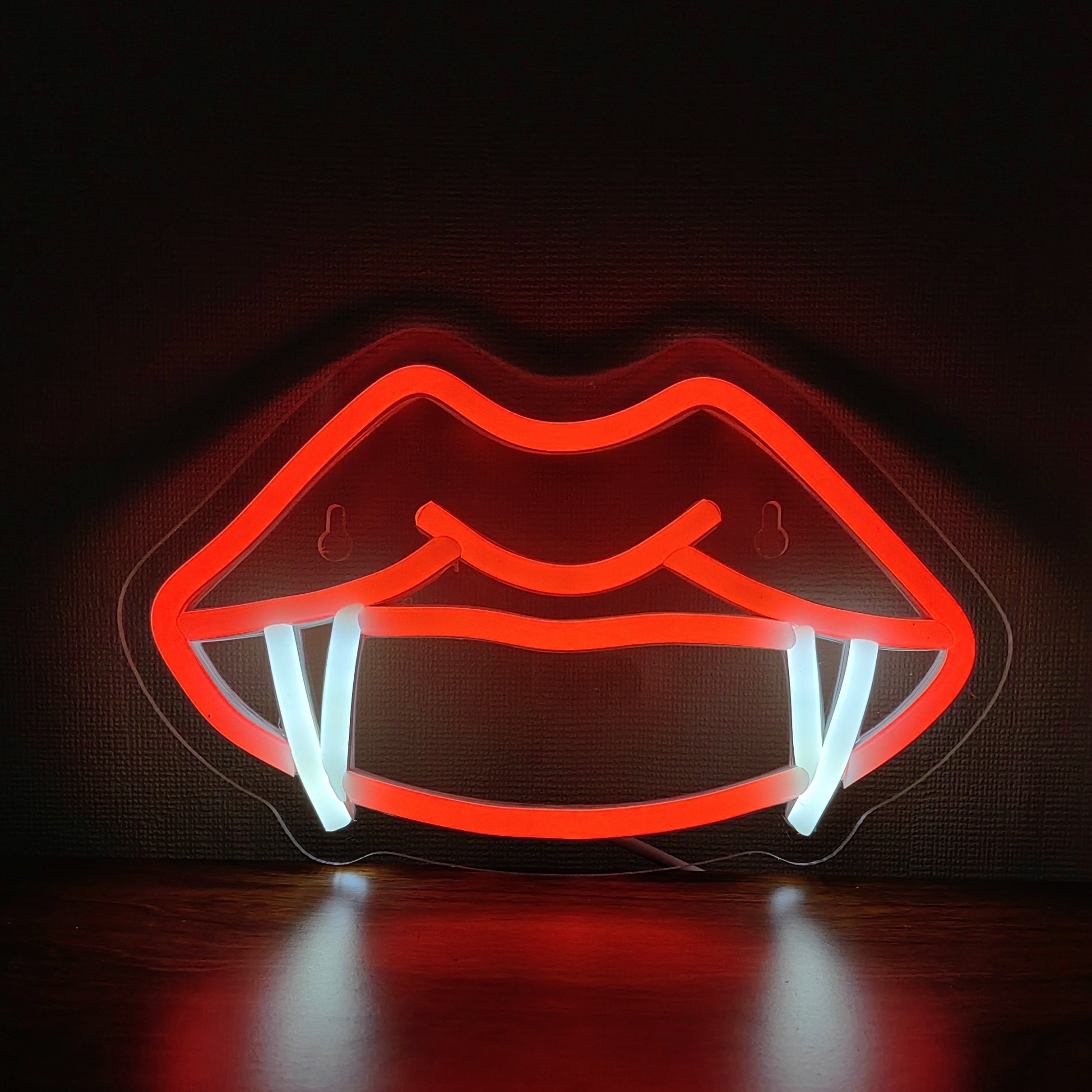 Neon Light Backboard Design with Teeth and Fangs for Man Cave Decoration USB Powered