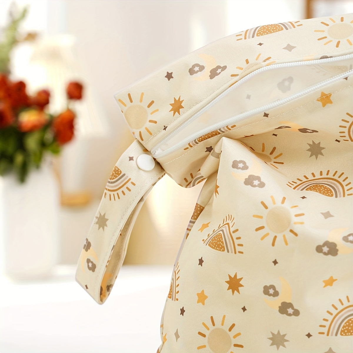 Waterproof Cloth Diaper Bag with Dual Pockets Reusable Stylish for Travel Beach Pool