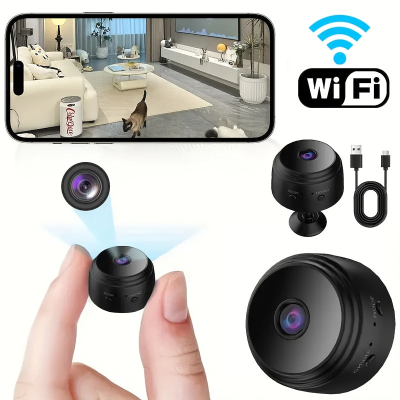 Mini WiFi Surveillance Camera 480p Motion Detection Battery USB Rechargeable Wide Range Security Black
