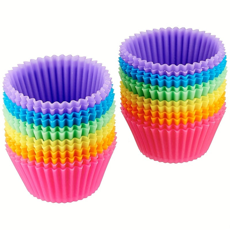 Pack of 24 Reusable Silicone Muffin Liners in Assorted Colors