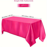 Satin Tablecloths 2-Pack Rectangular Polyester 259x147 cm for Weddings Parties