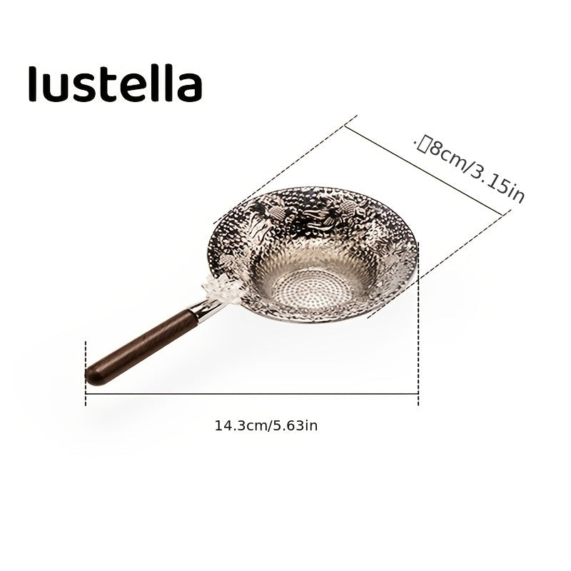 Nozli mesh va zanglamas po'latdan yasalgan choy filtr, silikon tutqichi bilan. Bo'sh bargli choyni damlash uchun ideal.