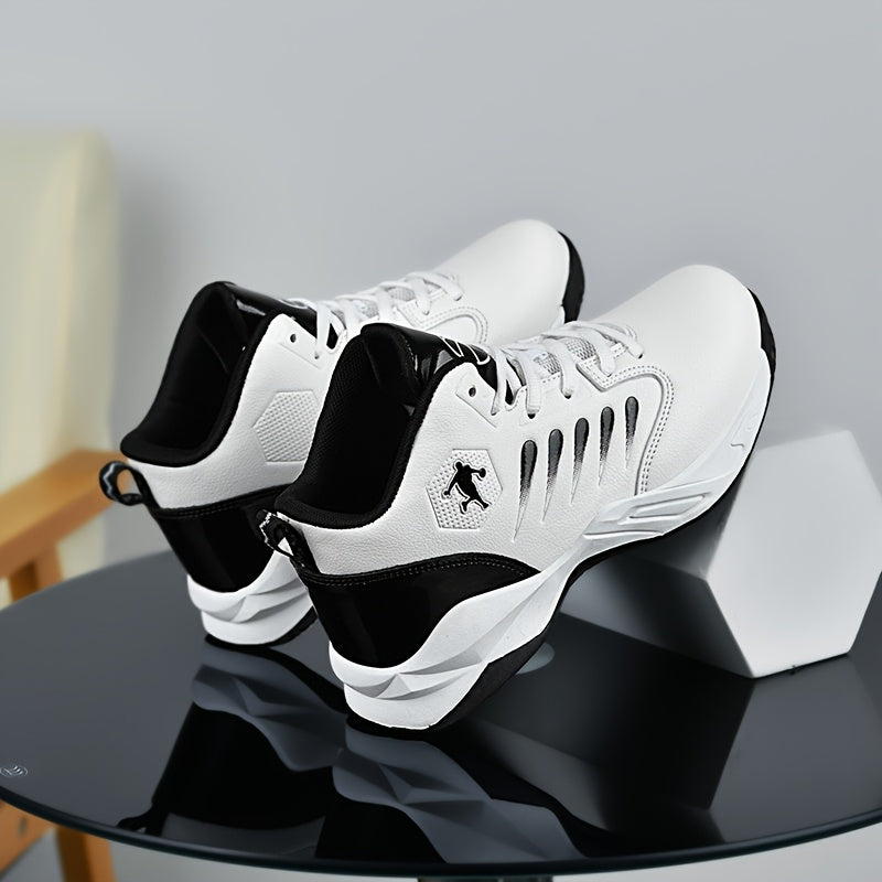 Детские высокие кроссовки на шнуровке из ПУ для уличного баскетбола и повседневных занятий