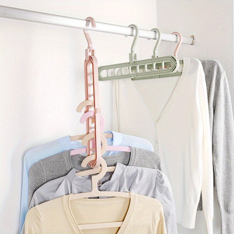 9-in-1 Folding Clothes Hanger with 9 Holes Wall-Mounted Plastic Drying Rack Organizer for Bathroom Bedroom Closet