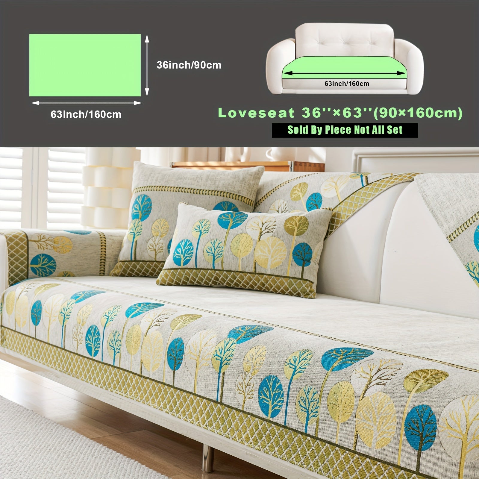 Bohemian Style Sofa Cover with Moonlight Forest Tree Pattern Non-Slip Machine Washable for Single to Quadruple Seat Sofas