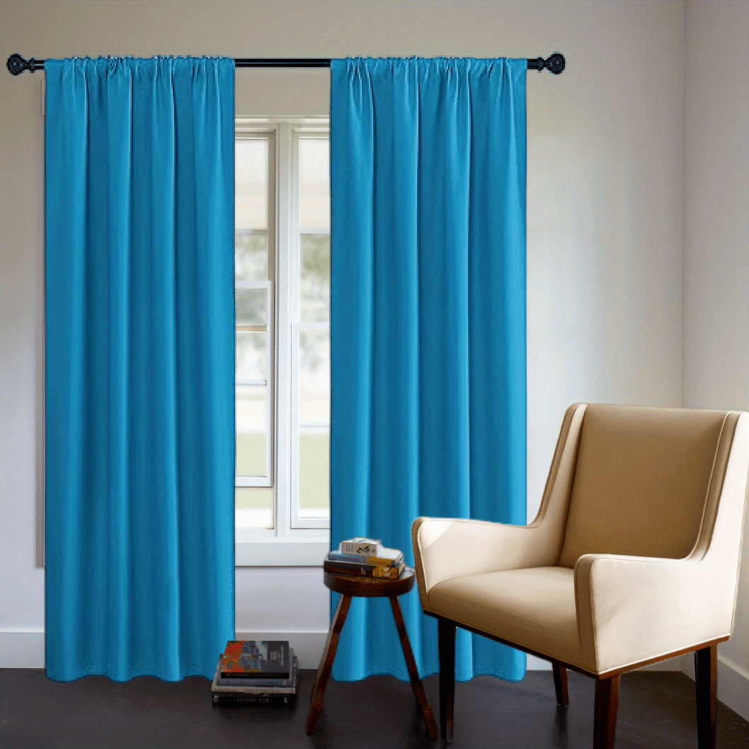 Blackout Curtain Panel Thick Rod Pocket Light Blocking Insulation Bedroom 200g