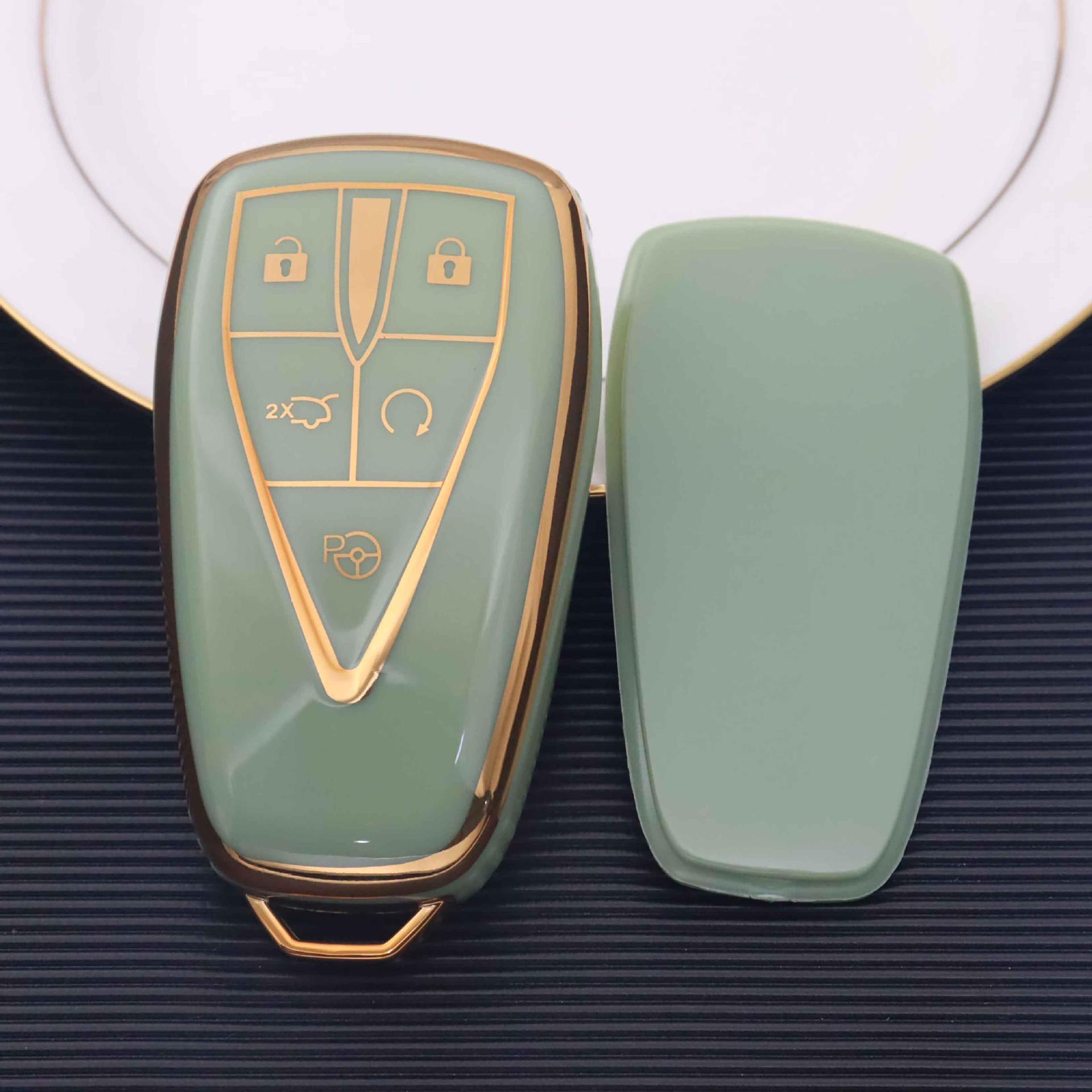 Luxury TPU Car Key Cover for SUV Keycase Blue Gold Smart Start Protector