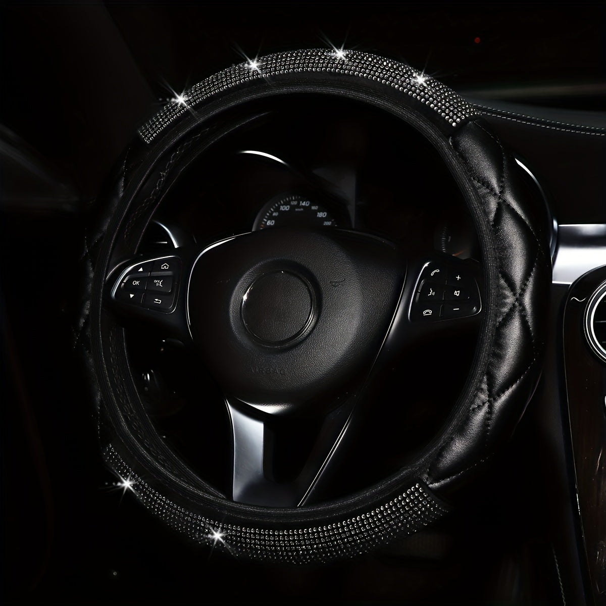 Avtomobil boshqaruv g'ildiragi qopqog'i to'plami yumshoq faux charm 37-38 sm uch o'lchovli