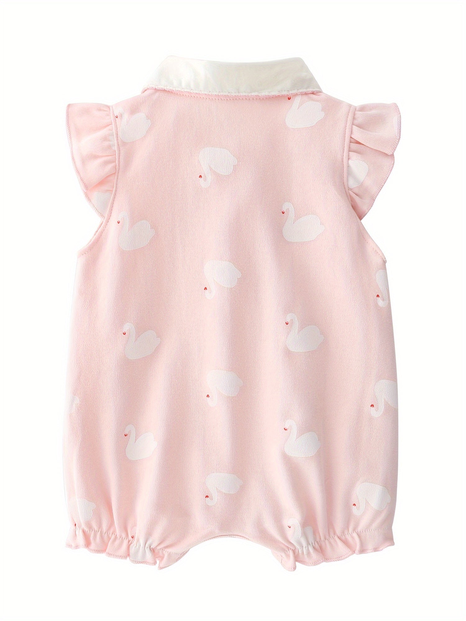 Baby Girl Pink Cotton Romper Sleeveless Summer Cartoon Ruffle Newborn 0-12 Months