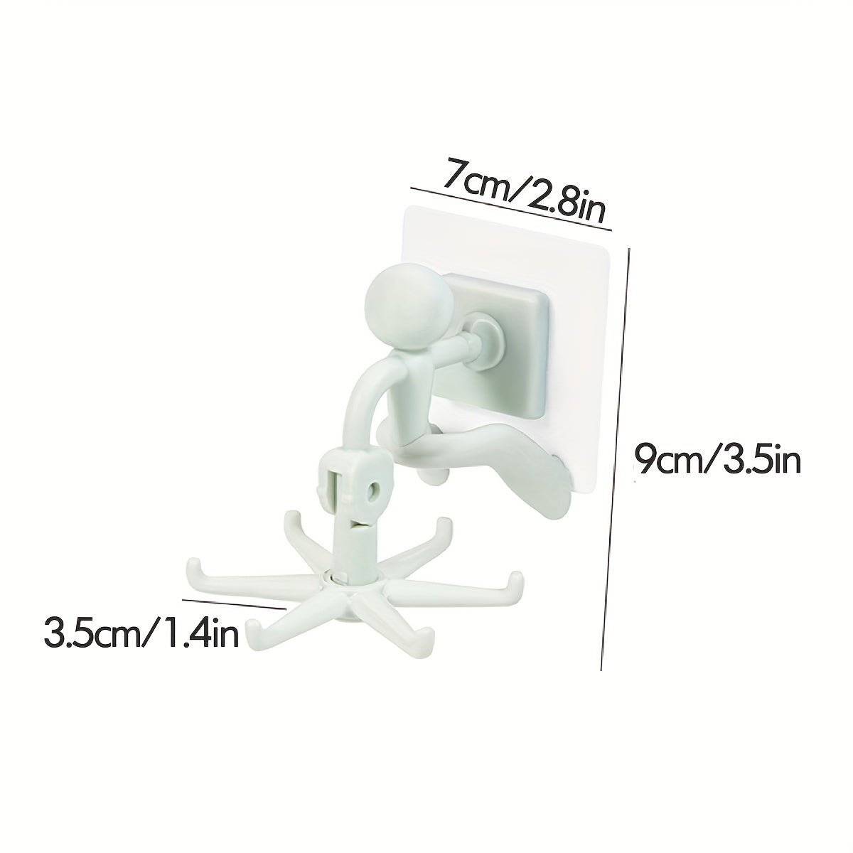 360° Rotating Wall Hook with 6 Hooks Self-Adhesive Organizer for Kitchen Bathroom Bedroom Black White