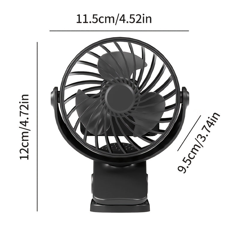 Mini Fan with Clip-On Desk Design, 3-Speed Adjustable, Quiet Operation, Night Light, Portable for Bedroom Office Outdoor