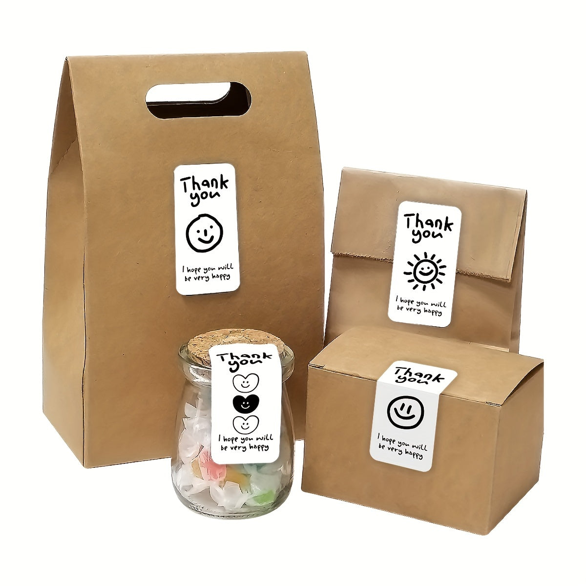 100pcs Rectangle Box Seal Stickers for Packaging and Gift Box Decoration