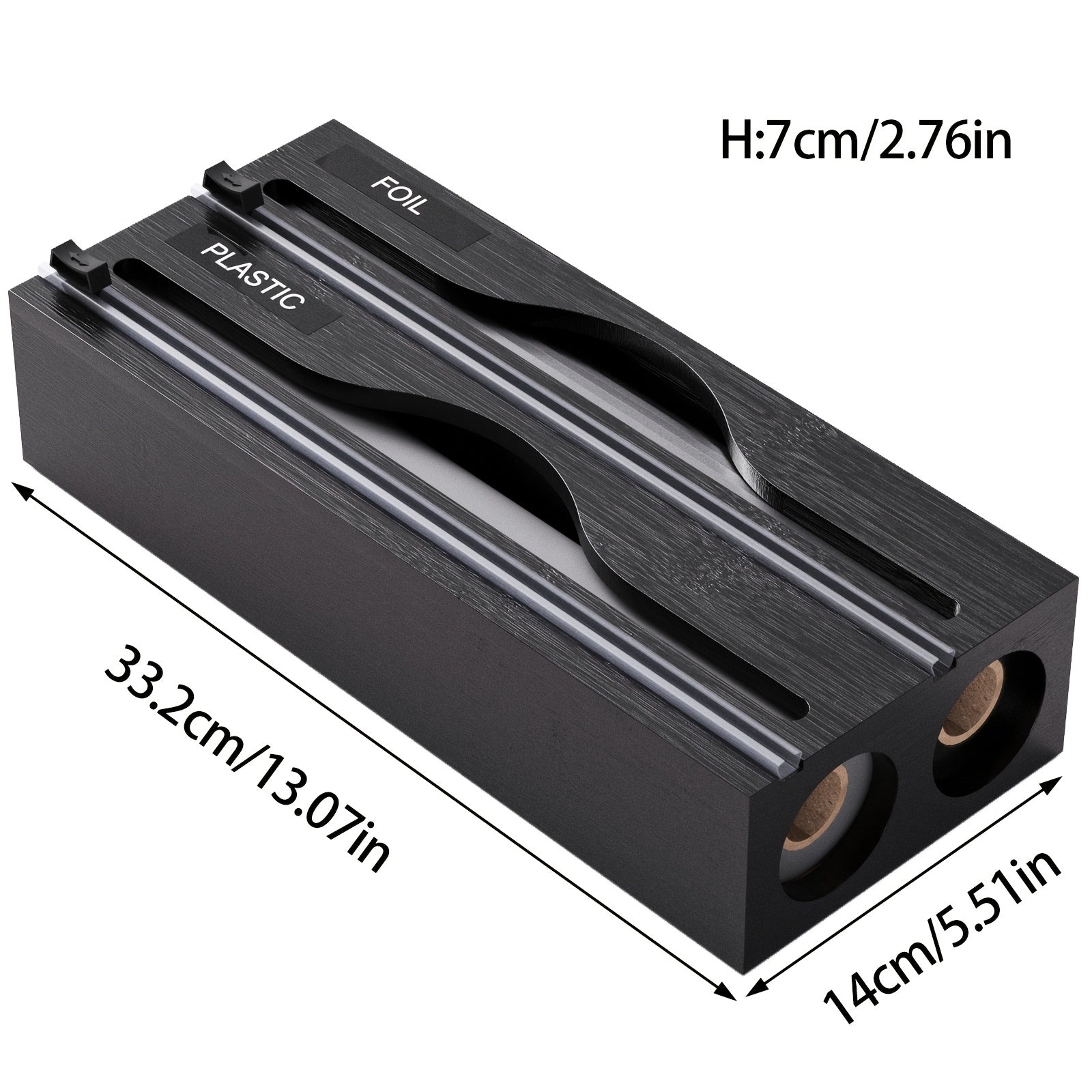 Bamboo Wrap Dispenser with Cutter for Kitchen Drawer Wall Organizer Plastic and Aluminum Foil Storage