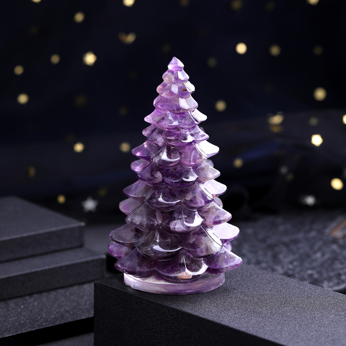 Resin Artificial Gemstone Christmas Tree Ornament for Holiday Decor and Gifts