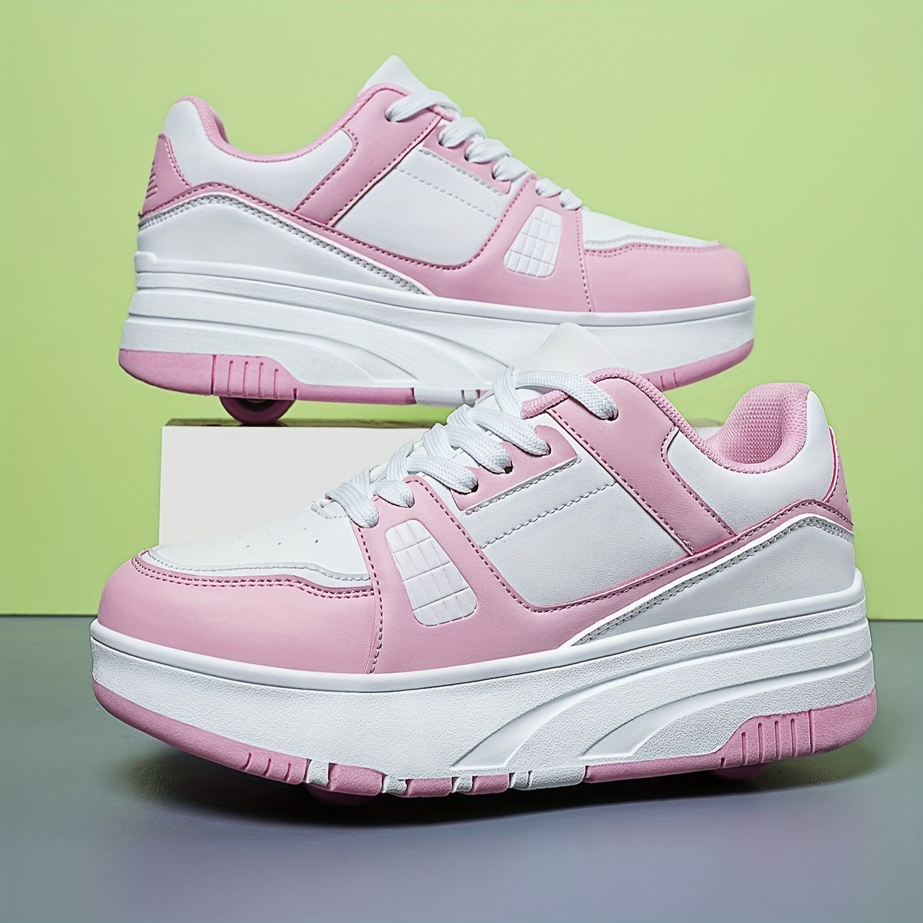 Kids Roller Skates for Girls and Boys All-Season Low Top PU Fabric Sole Sports