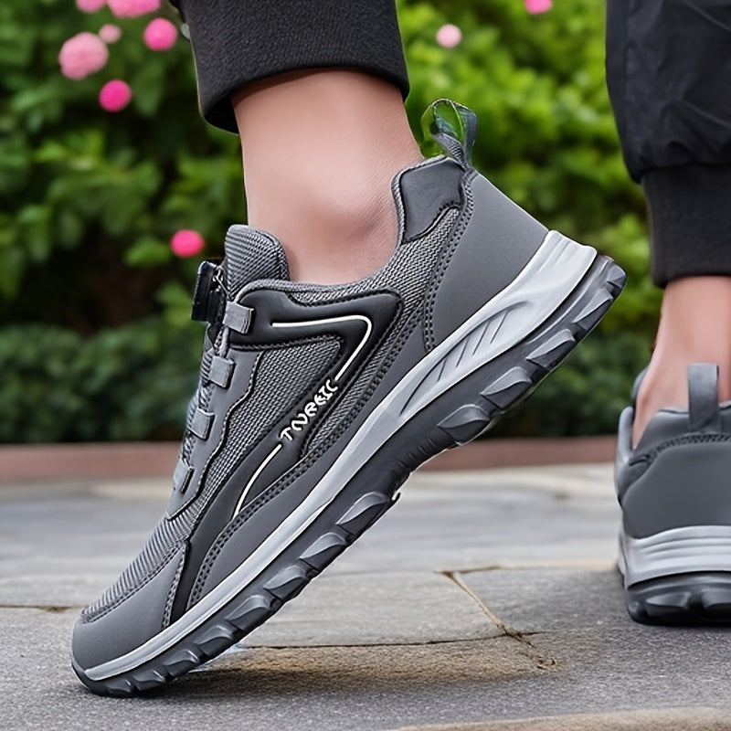 Zapatos de exterior para hombres grandes, ligeros y casuales para senderismo con hebilla giratoria sin cordones