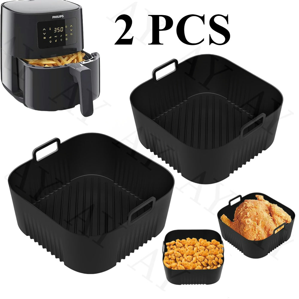 Non-Stick Silicone Baking Trays for Air Fryers Ovens and Microwaves