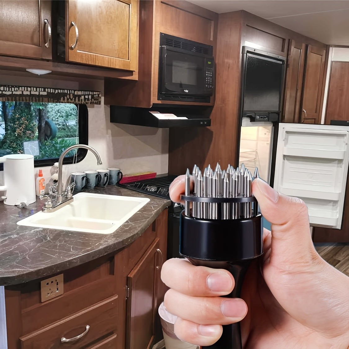 Stainless Steel Meat Tenderizer Tool for Camping and Home Kitchens