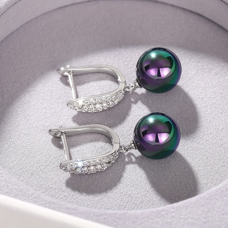 Pearl Earrings with Micro-Paved Zirconia for Weddings and Parties