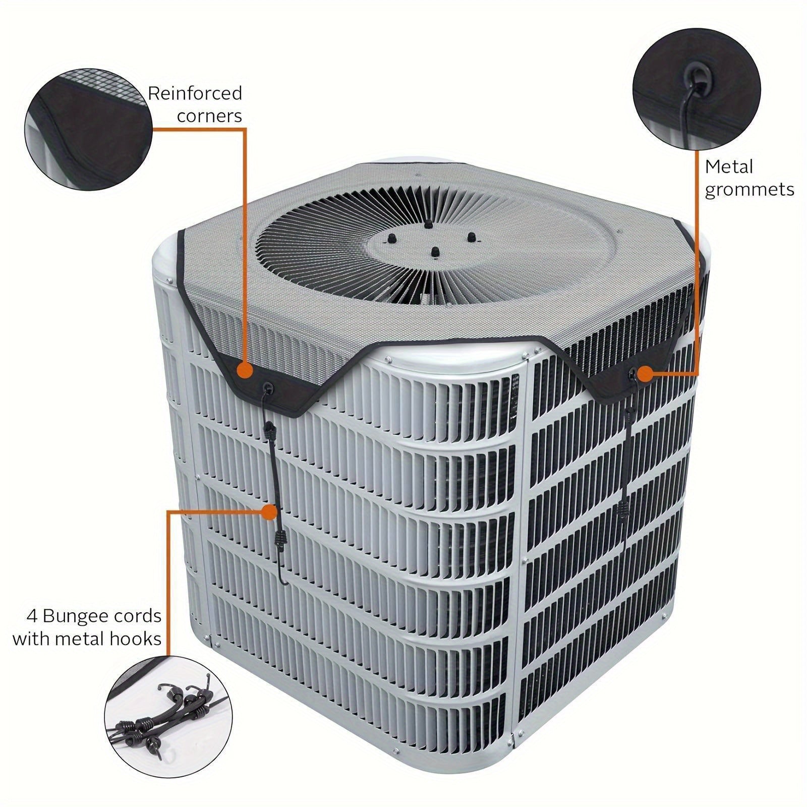 Heavy-Duty Grey Mesh Cover for Outdoor Square Air Conditioner Unit All-Season Durability