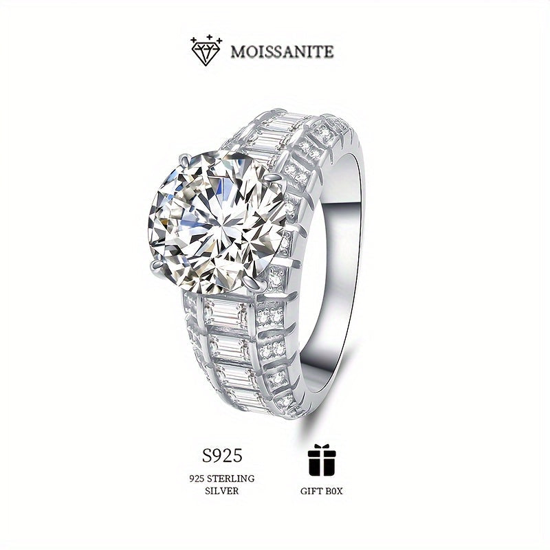 Vintage Sterling Silver Moissanite Ring 3-5ct Bridal Engagement Gift-Ready