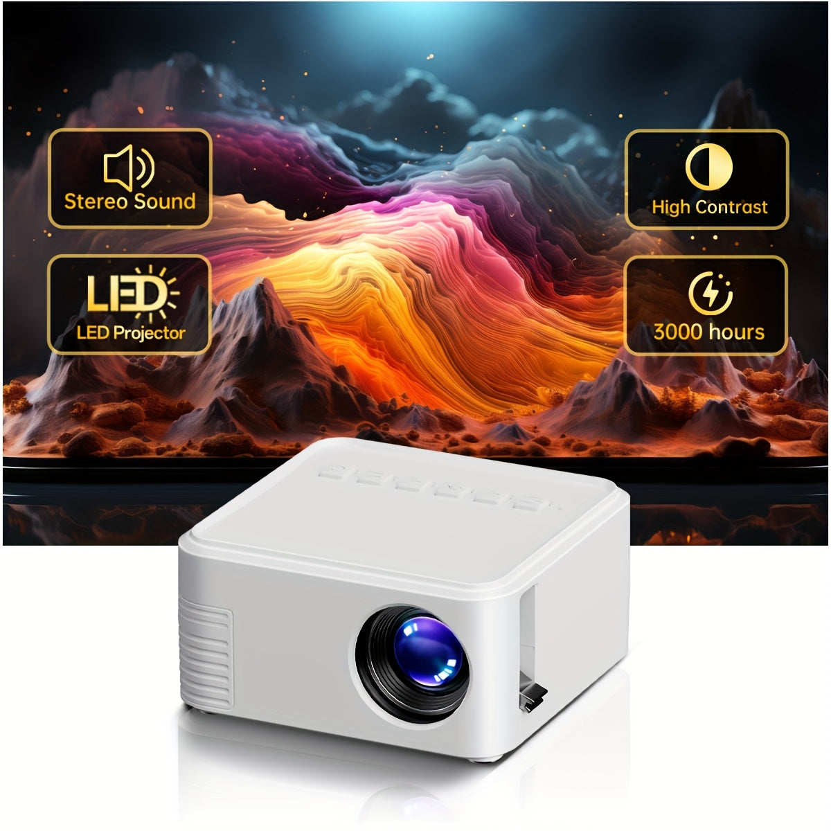 Mini Portable LCD Projector for Home Theater 203cm Display 3D Ready