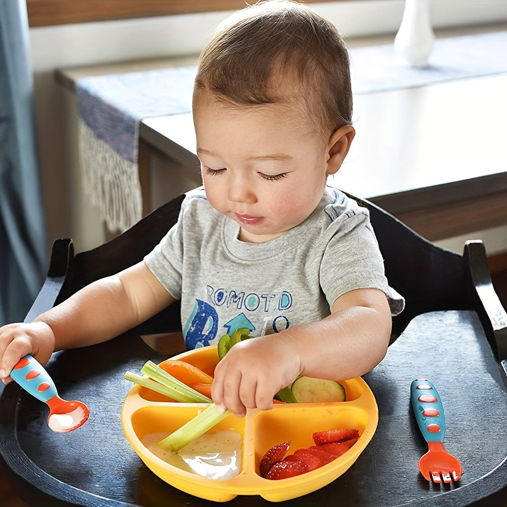 Baby Silicone Suction Plate with Divided Design and Lid for Babies Dinner