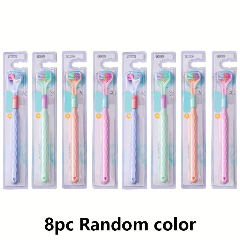 Взрослая мягкая жесткая щетина зубная щетка с 360-градусной тройной головкой из полипропилена