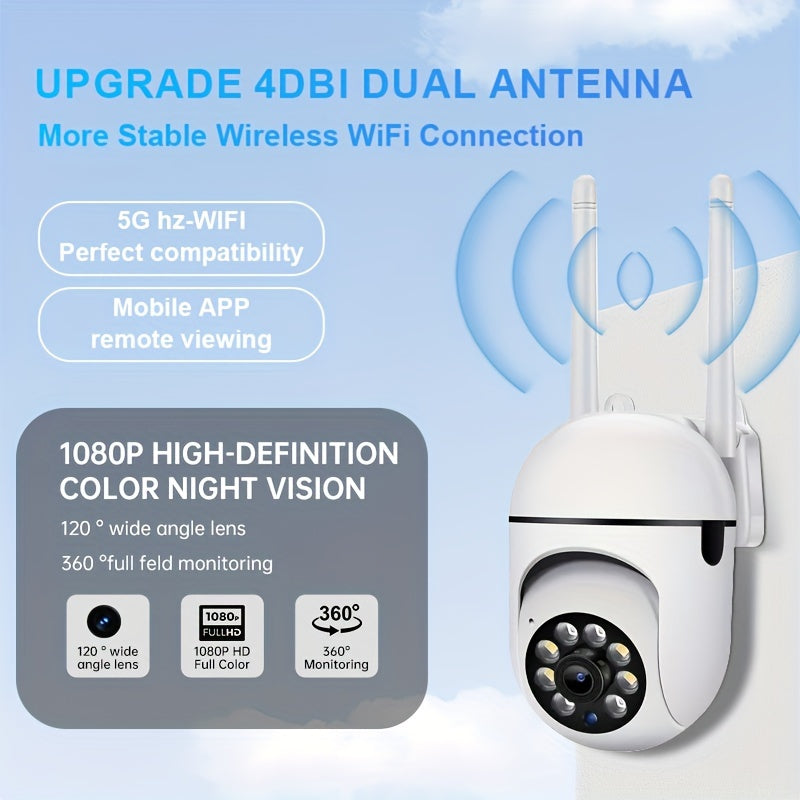 1080P Wireless Security Camera with Motion Detection Night Vision Panoramic Two-Way Audio WiFi USB