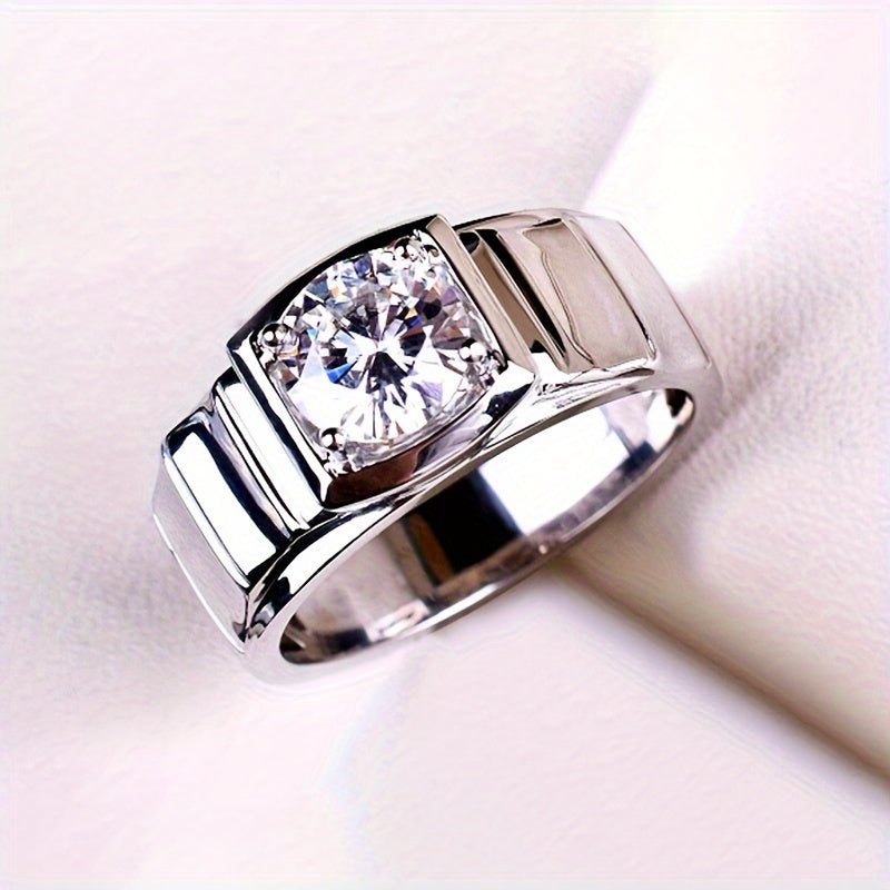 Sterling Silver Ring with Zirconia Inlay Elegant Jewelry for Women