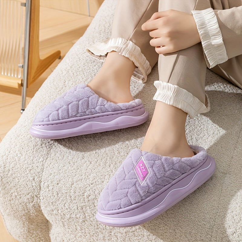 Women's Indoor Slippers Casual Solid Color Slip-On House Shoes EVA Sole