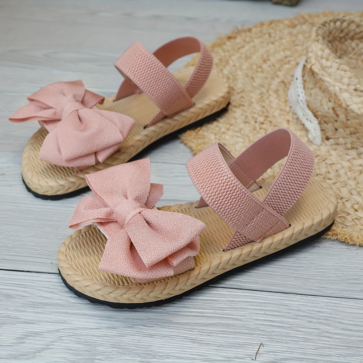 Women Flat Sandals Bow Elegant Bohemian Wedding Party Shoes