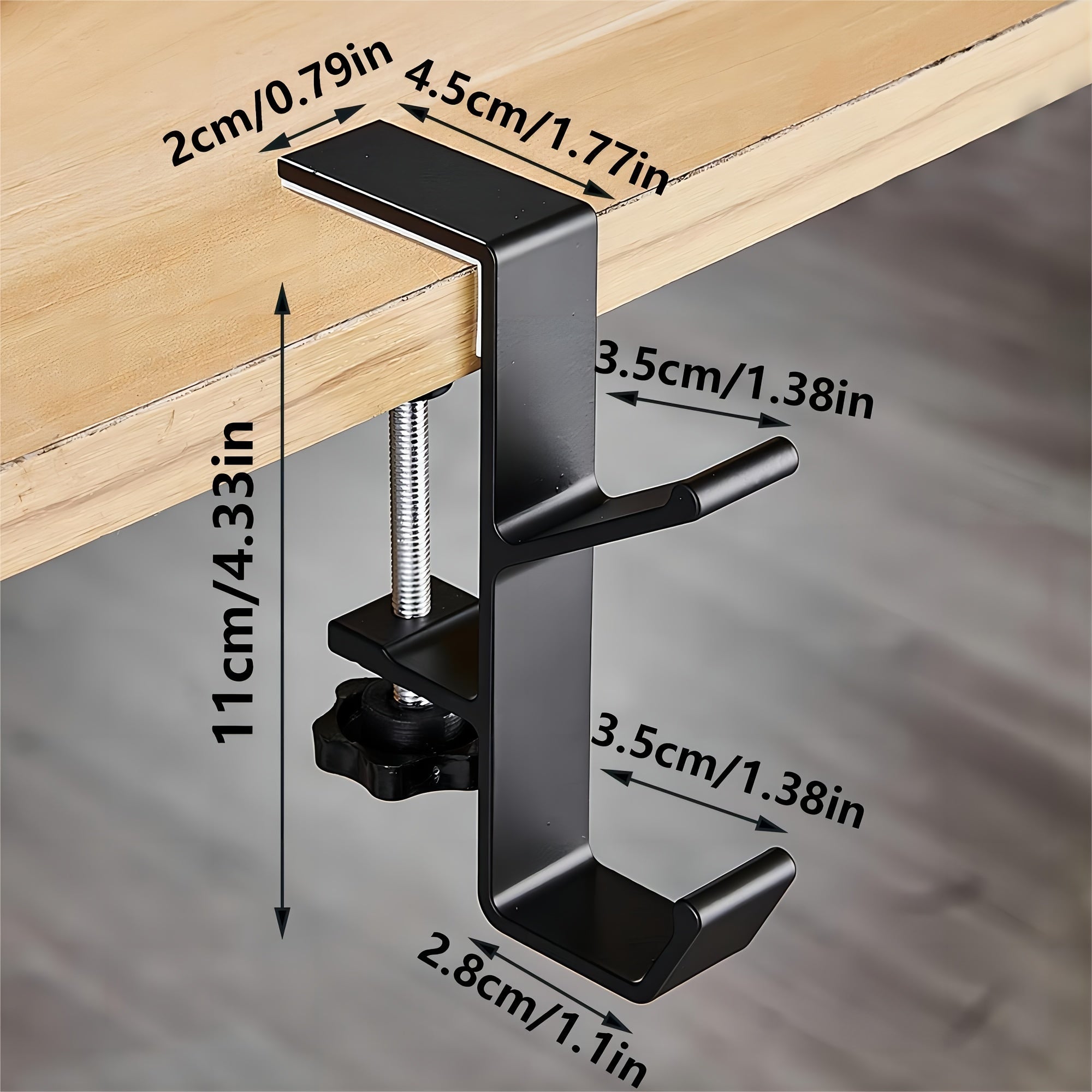Adjustable Under-Desk Hook for Bags, High Load Capacity, Easy to Install